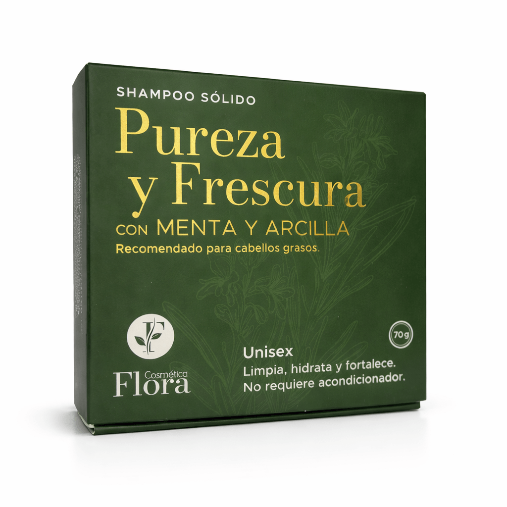 Shampoo Sólido Pureza y Frescura – Menta y Arcilla - Cabello Graso | Cosmética Flora