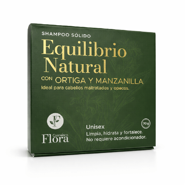 Shampoo Sólido Equilibrio Natural - Ortiga y Manzanilla | Cosmética Flora